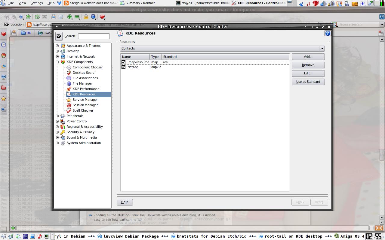 KDE Resource Configuration Page