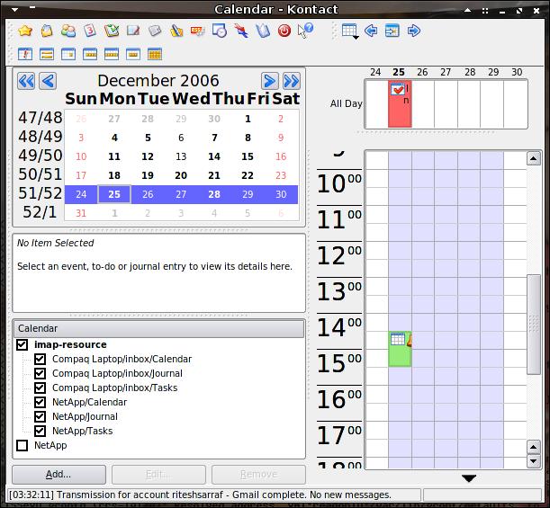 KDE Resource Calendar